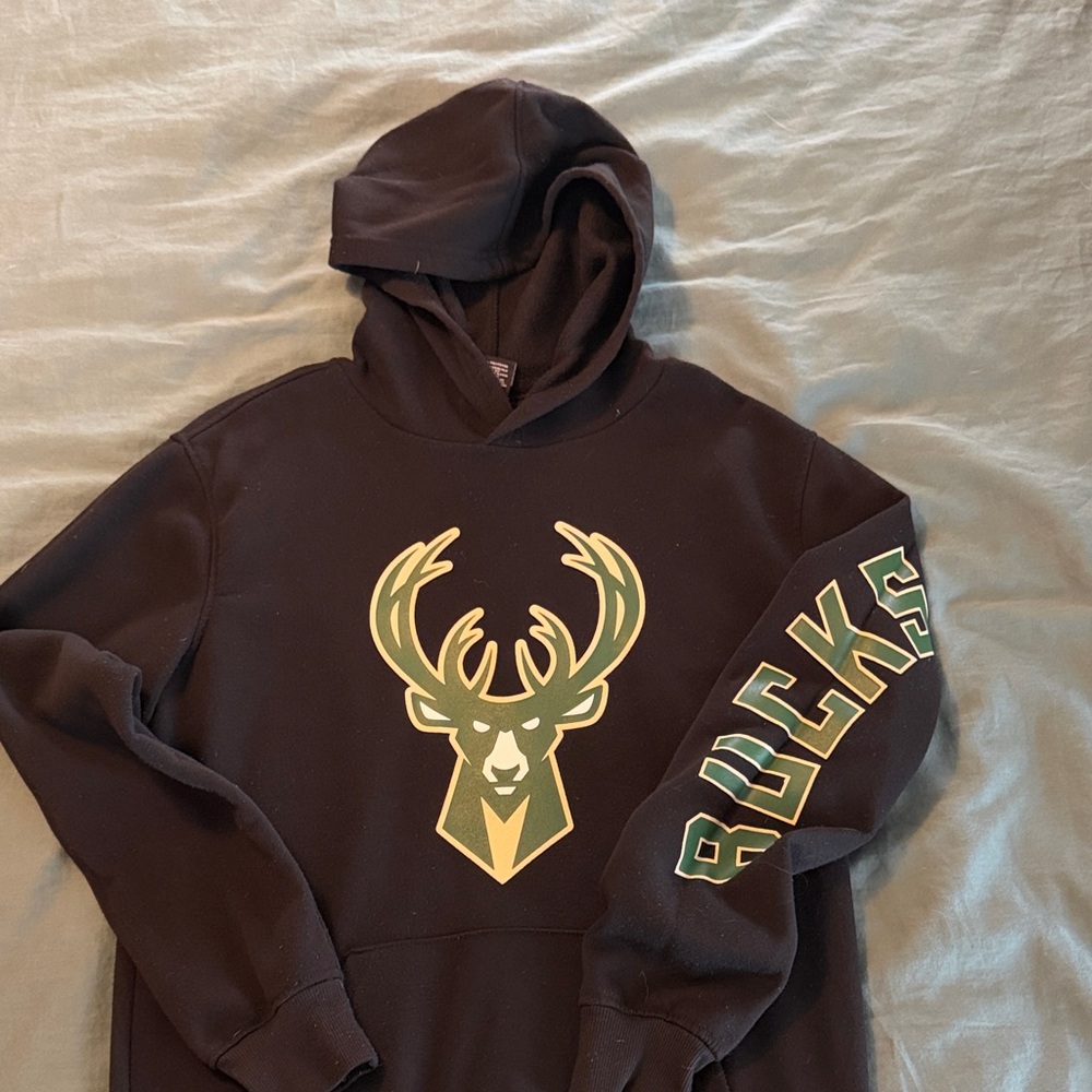 Milwaukee Bucks Black Hoodie with Team Logo